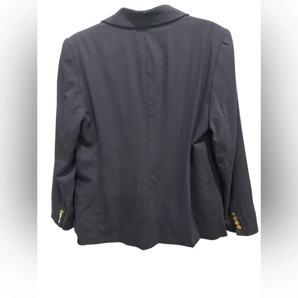 NWT Lauren Ralph Lauren Navy Double-Breasted Wool Crepe Blazer size 16 - Picture 8 of 12